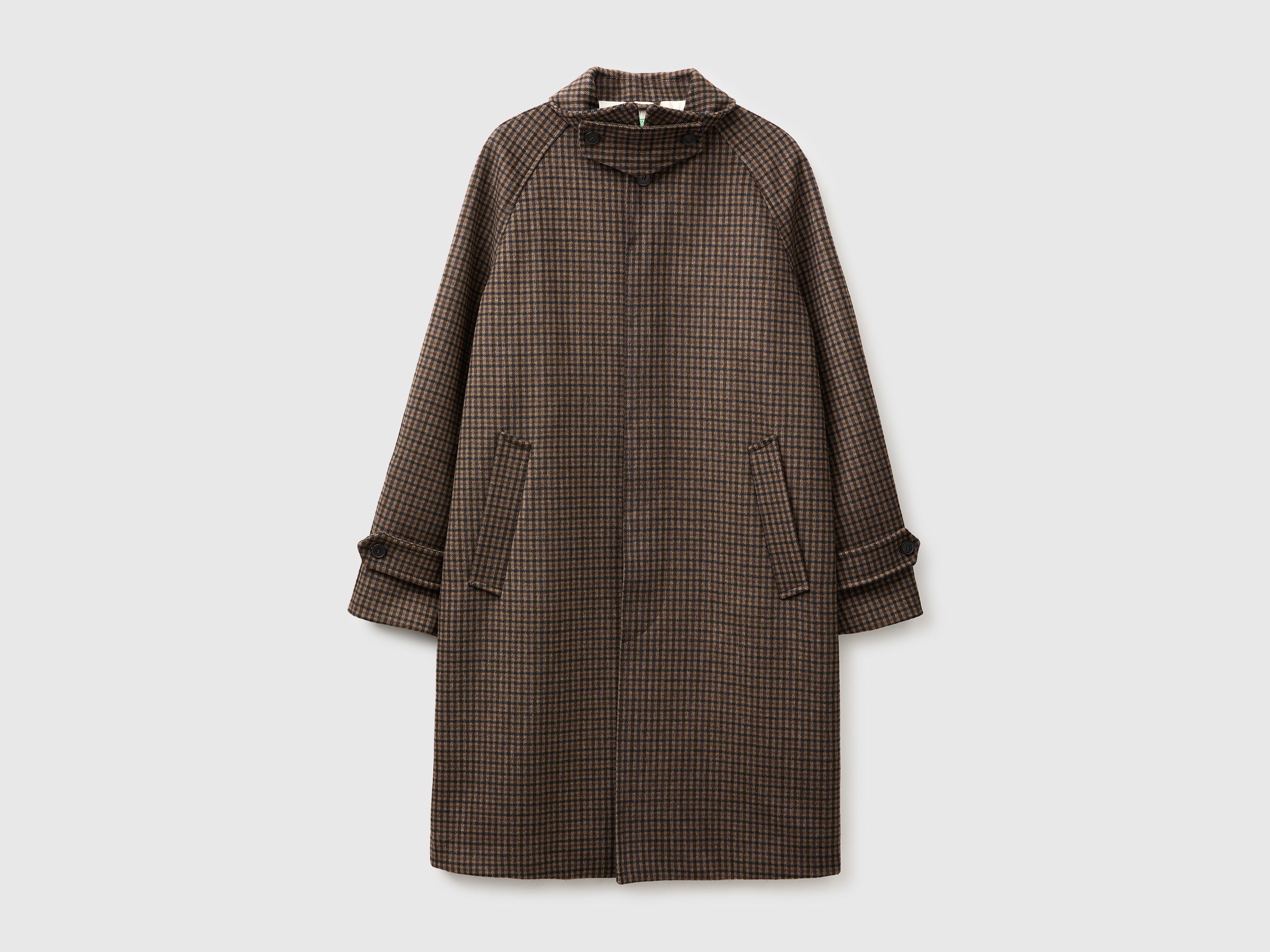 United Colors of Benetton cappotto lungo quadri misto lana 50