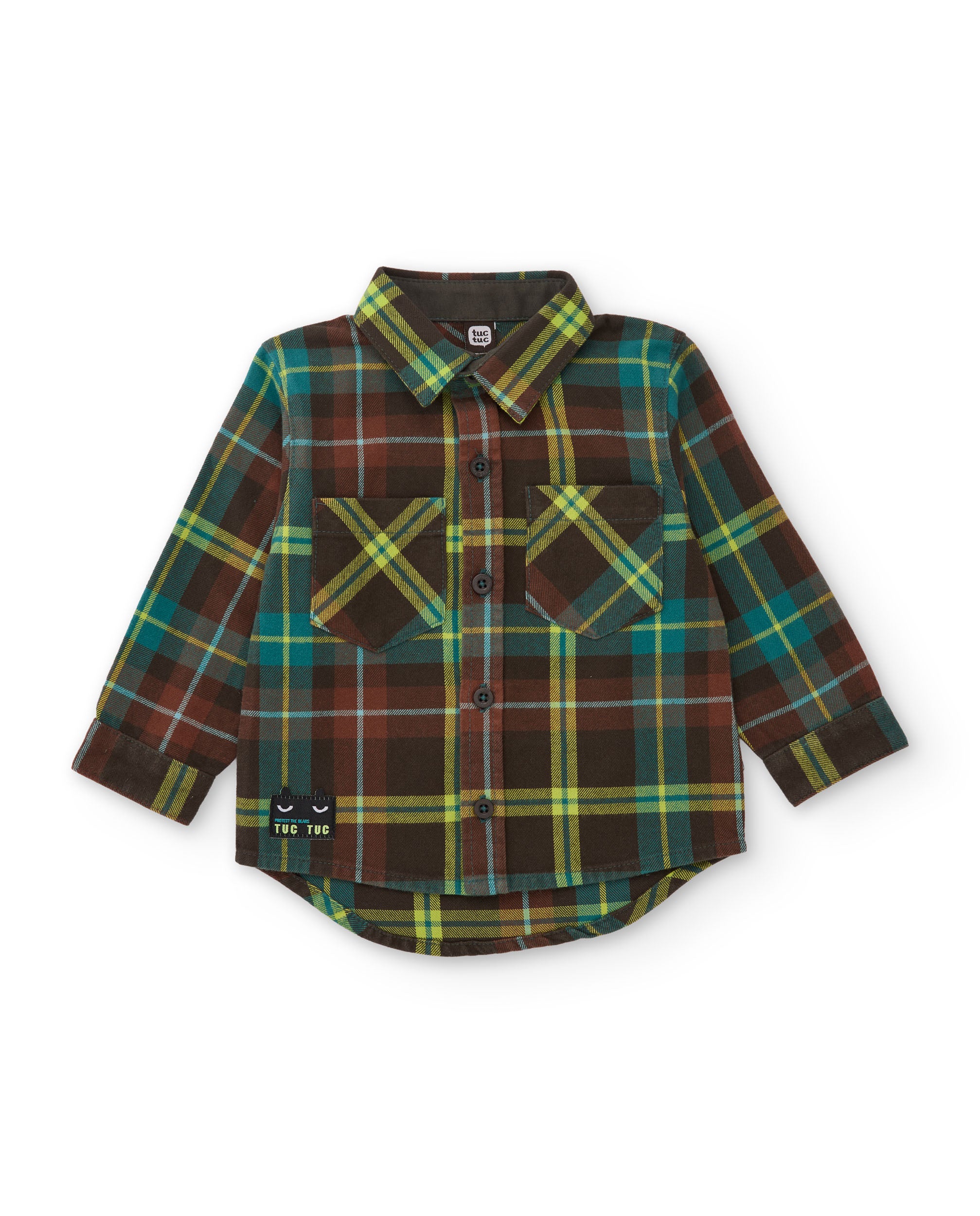 TucTuc Camicette camicia tartan marrone doppia tasca