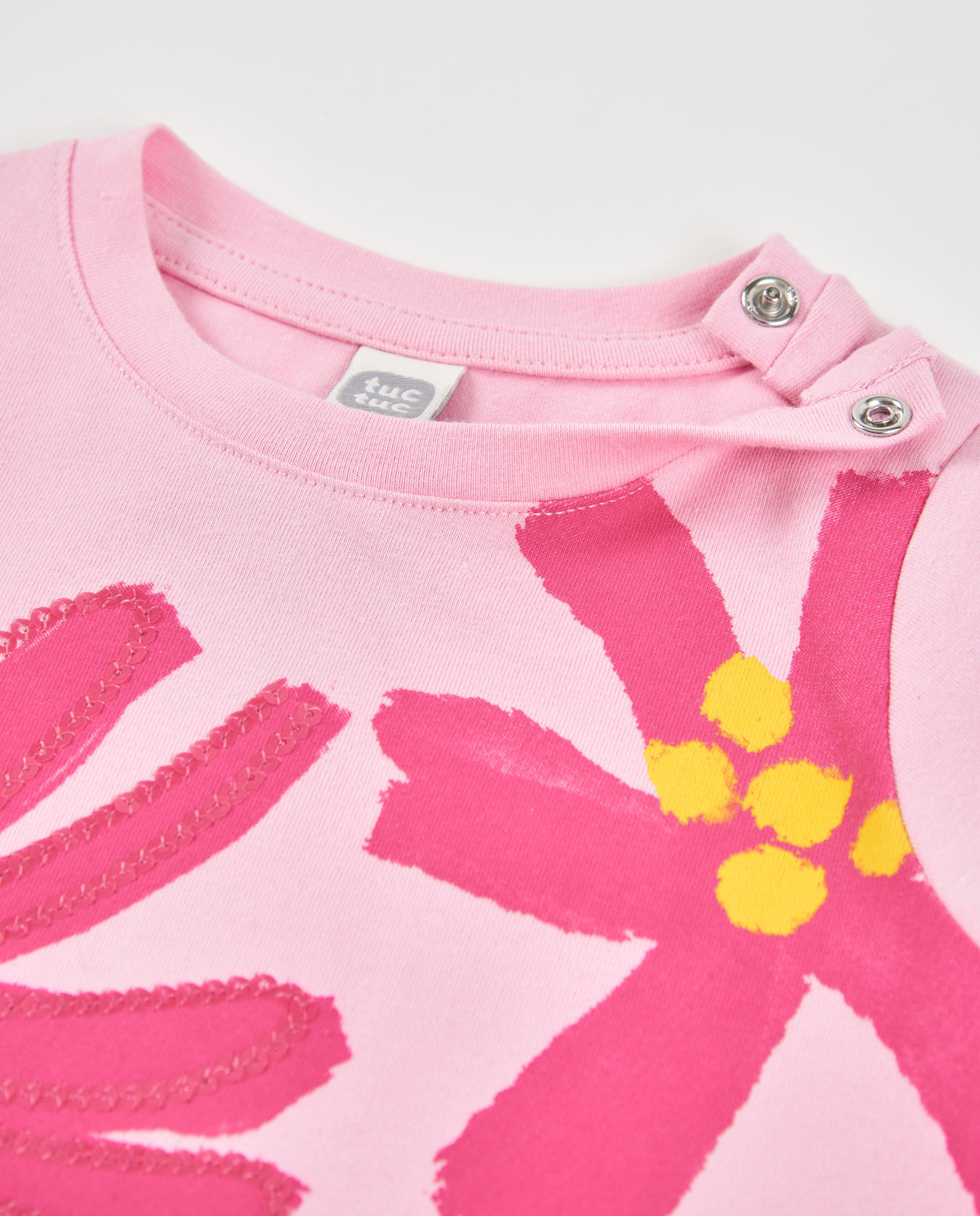 TucTuc Magliette T-shirt bambina rosa maglia fiori brillanti