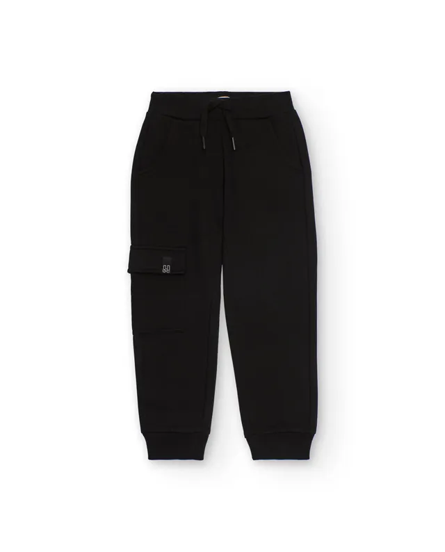 TucTuc Pantaloni Jogger Bambino Nero Tasca Cargo