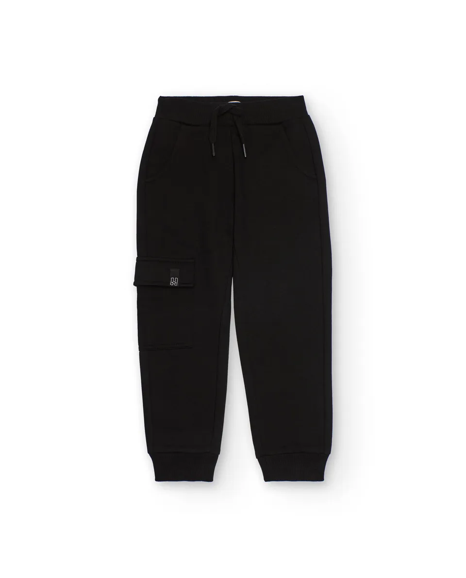 TucTuc Pantaloni Jogger Bambino Nero Tasca Cargo