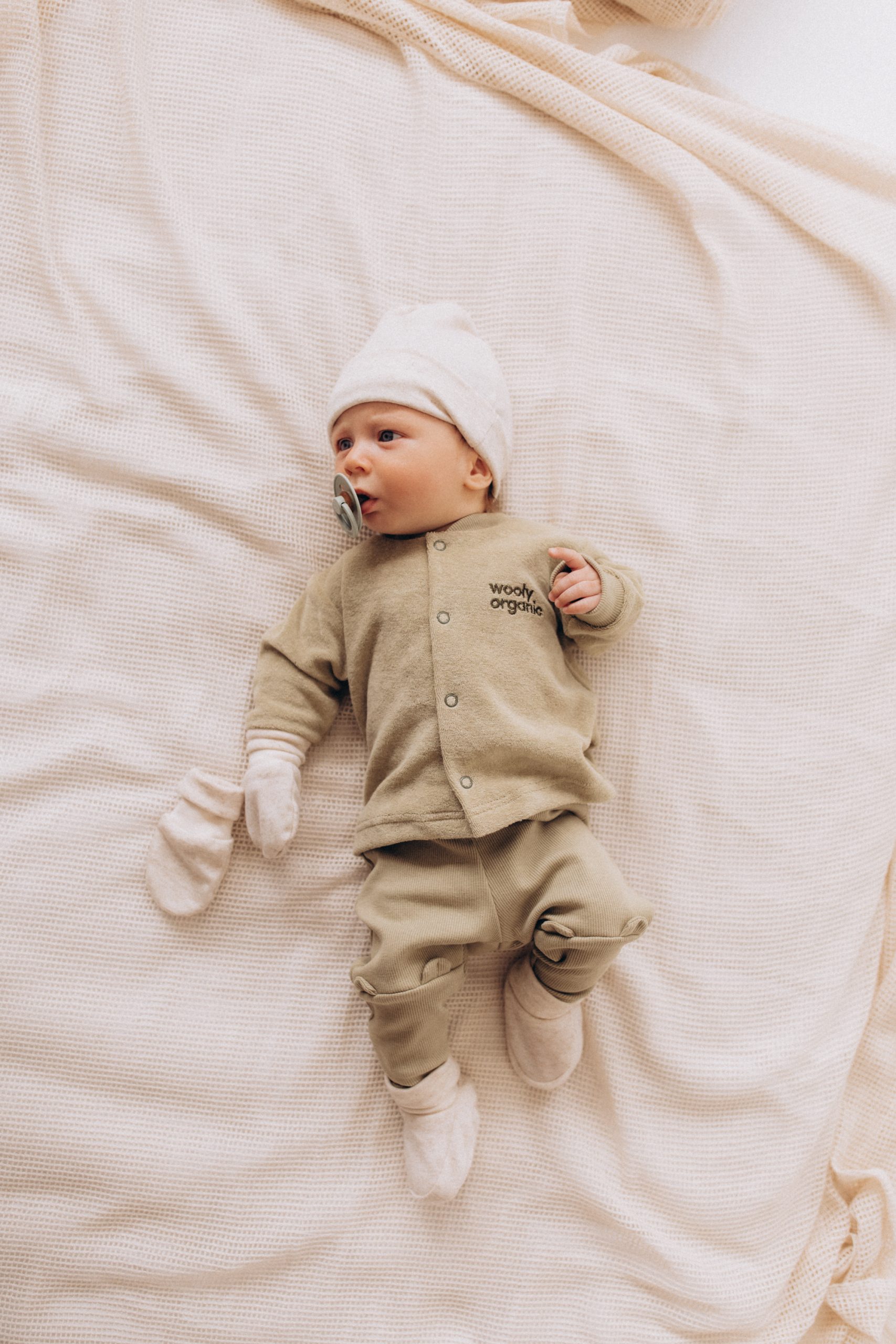 Woolly Organic Giacca neonato spugna ricamata cotone bio