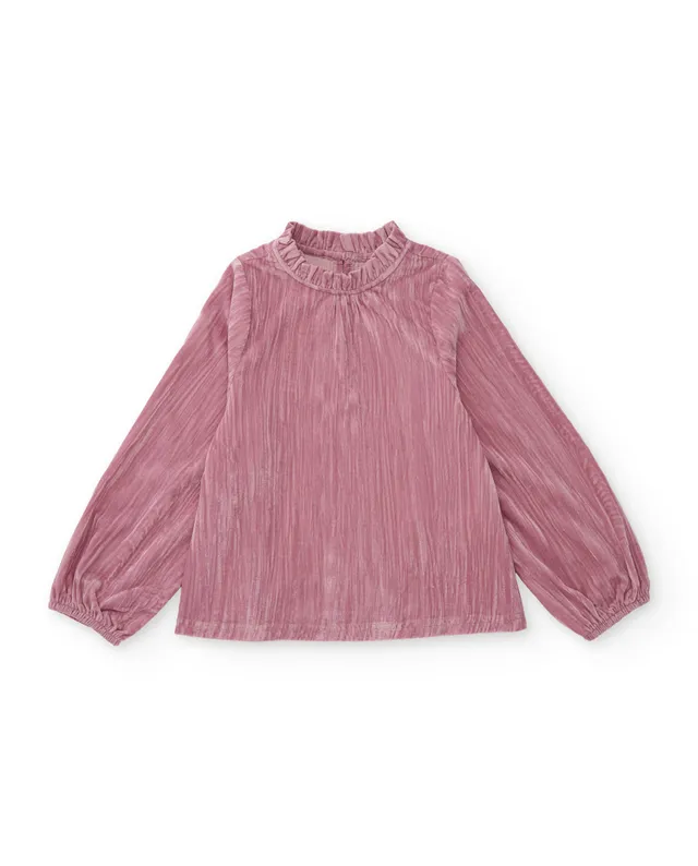 TucTuc Camicette blusa bambina tela rosa collo plissettato