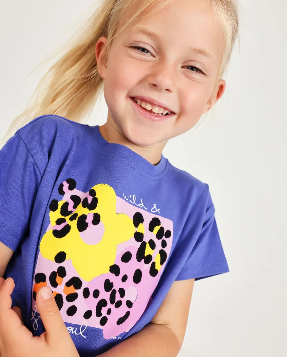 TucTuc Magliette t-shirt bambina lilla stampa animal print
