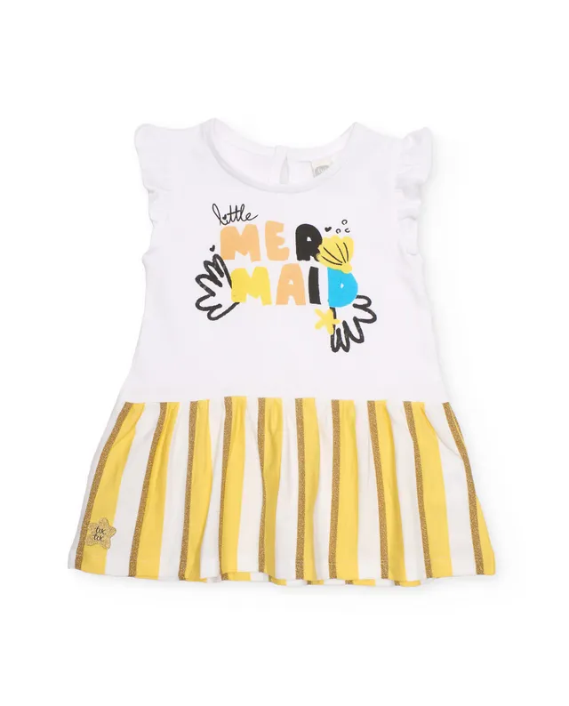 TucTuc Vestiti Vestito Righe Verticali Giallo Neonata