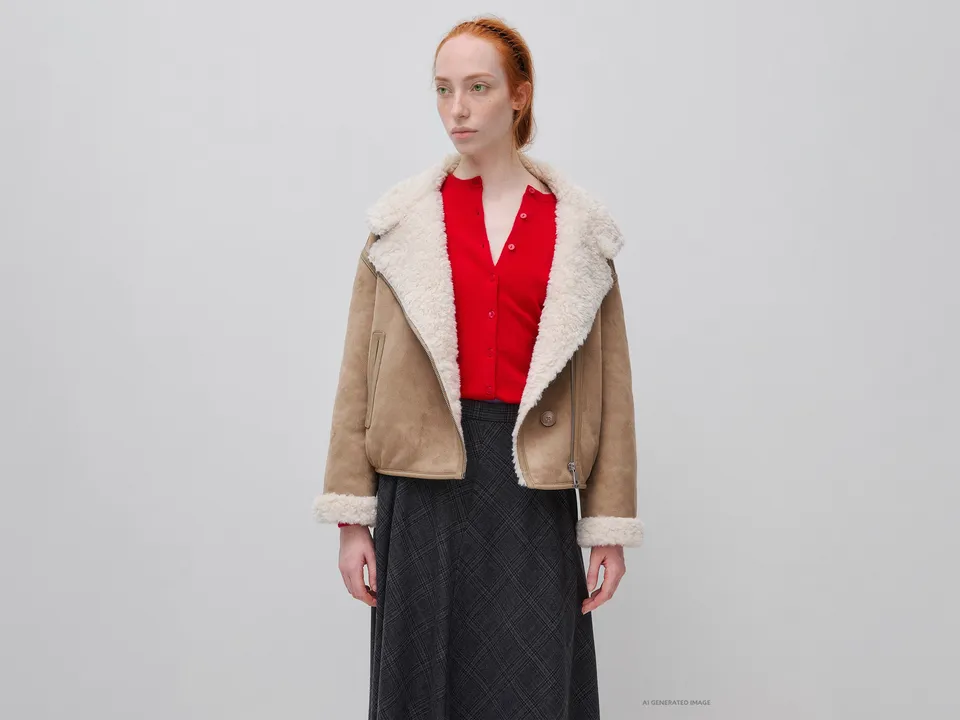 United Colors of Benetton Sheepskin giacca effetto montone