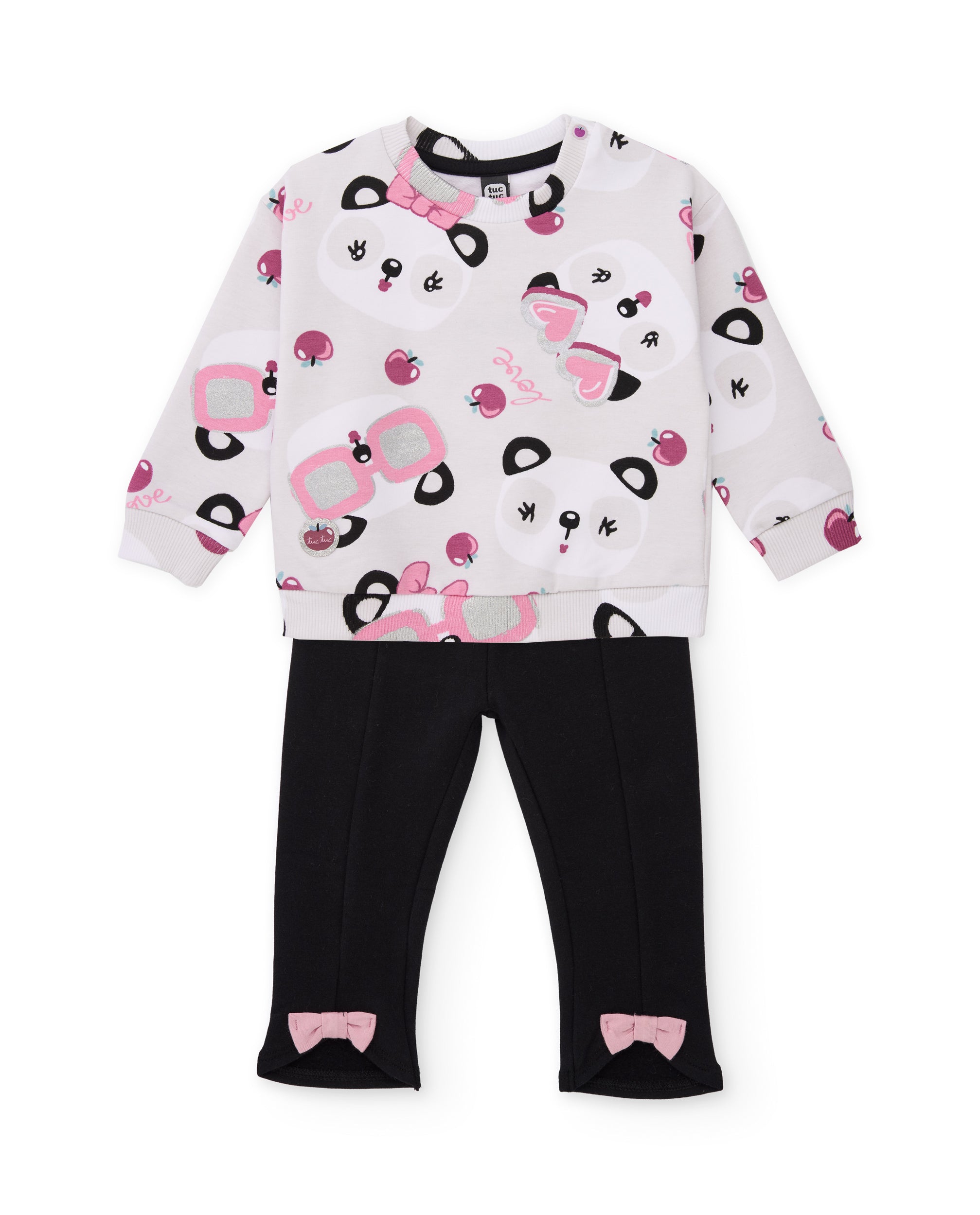 TucTuc Completi felpa bambina panda crudo con leggings