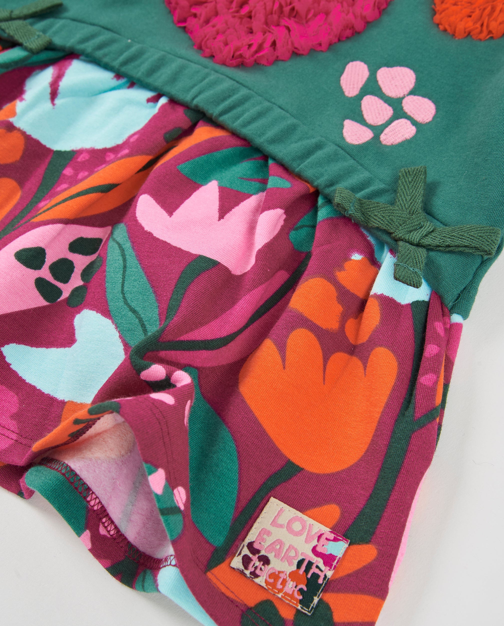 TucTuc Vestiti vestito bambina verde felpa cuori floreale