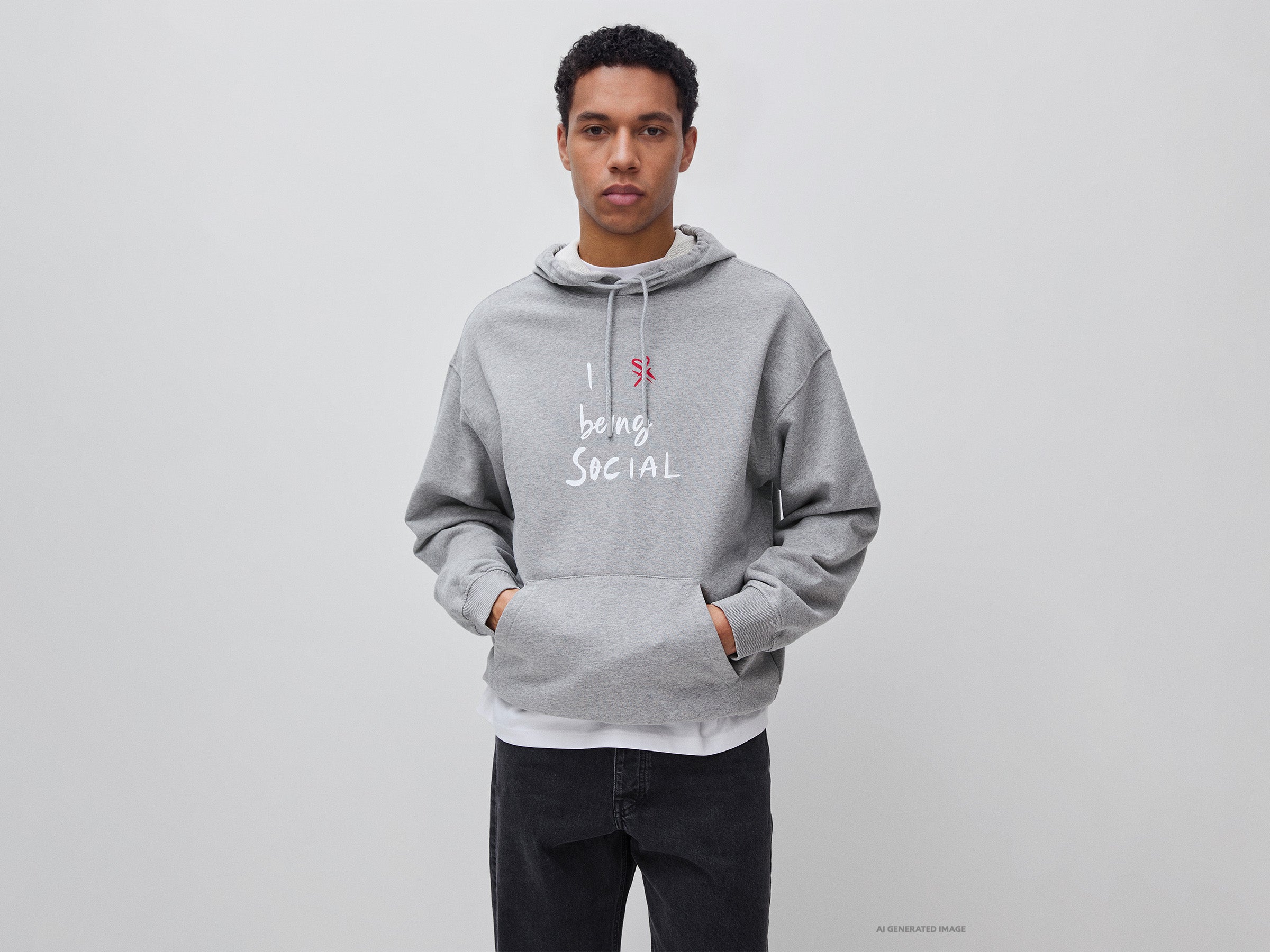 United Colors of Benetton felpa cappuccio slogan cotone