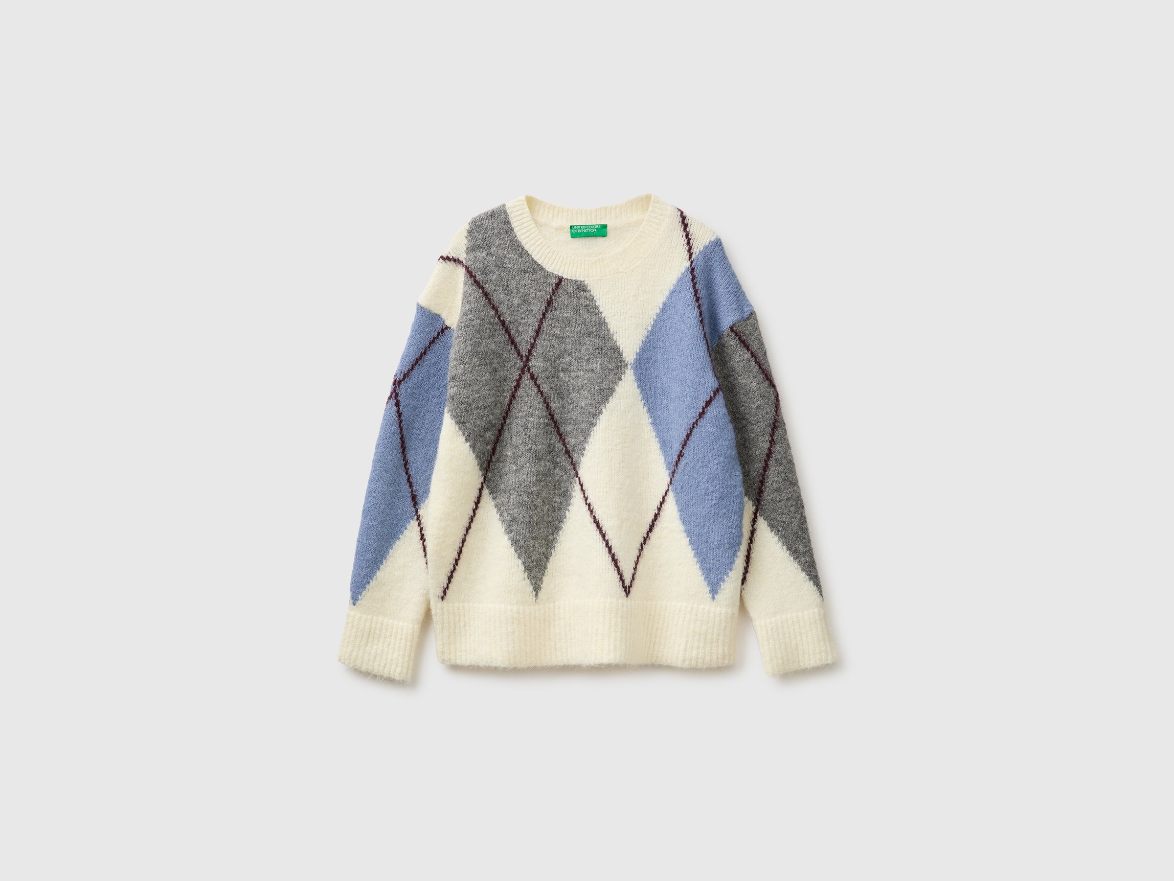 United Colors of Benetton maglione lana rombi oversize scollo tondo
