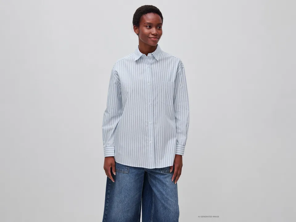 United Colors of Benetton Shirts Camicia Cotone Righe Oversize