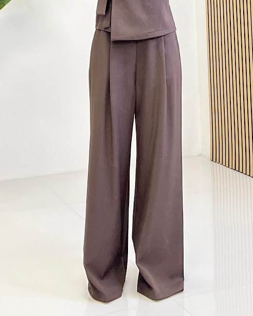 Sottosopra Set Gilet Fiocco Pantalone Palazzo Coordinato Sabbia