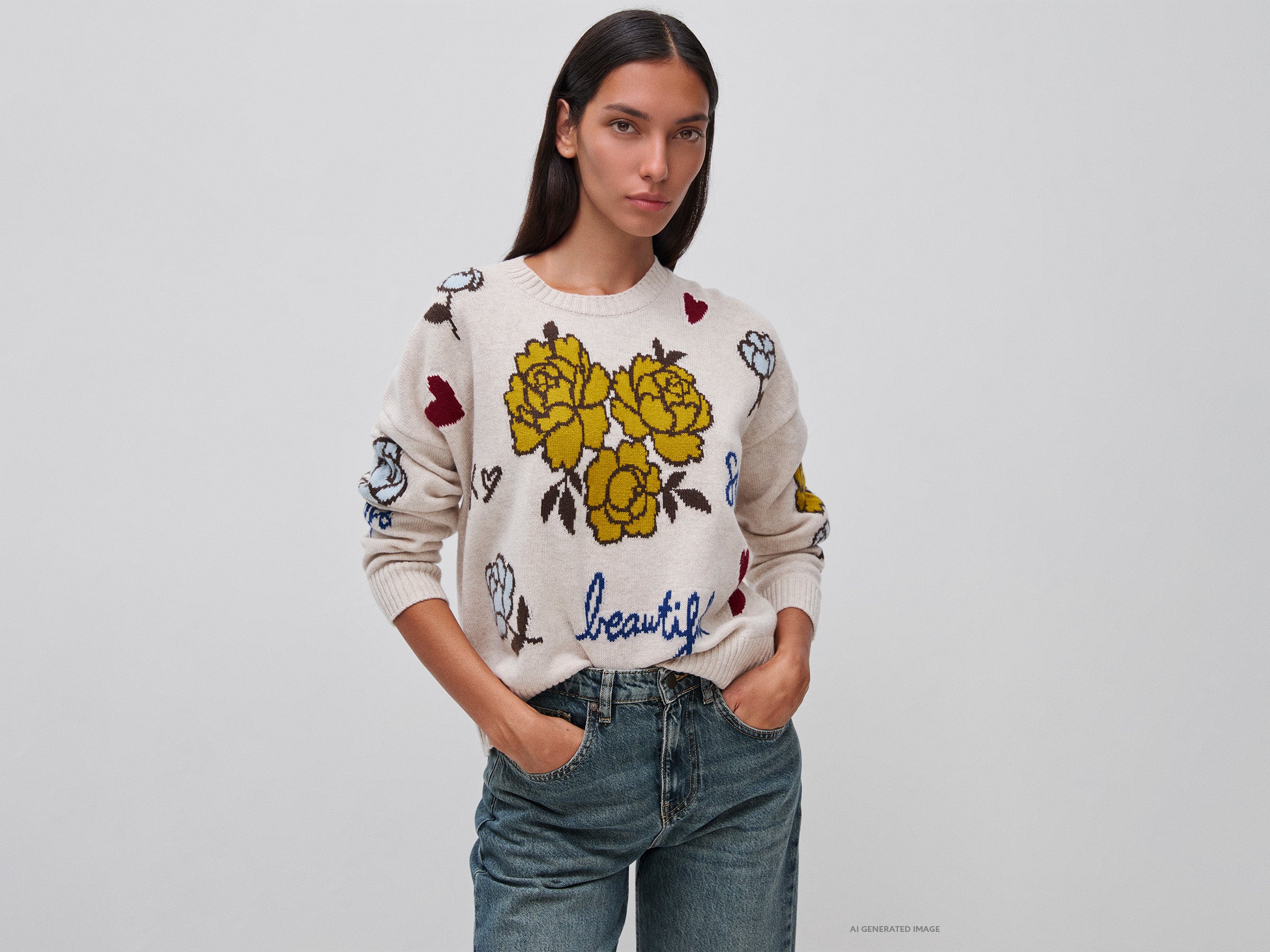 United Colors of Benetton Sweaters Maglione lana fiori S