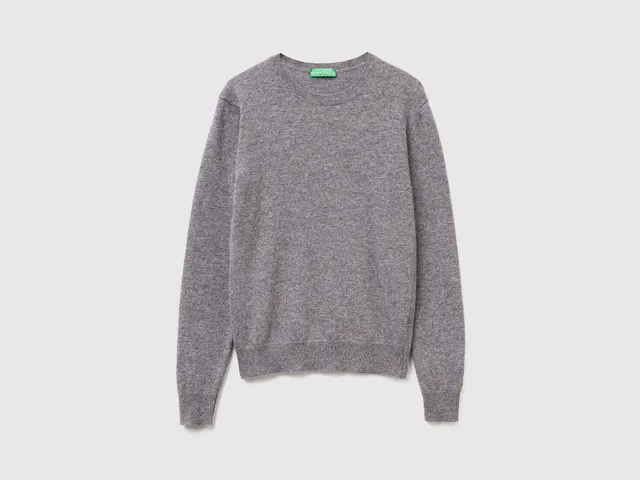 United Colors of Benetton Sweaters maglione lana merino grigio