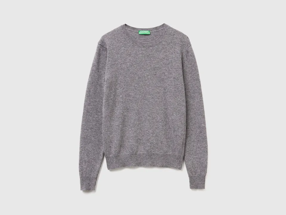 United Colors of Benetton Sweaters maglione lana merino grigio