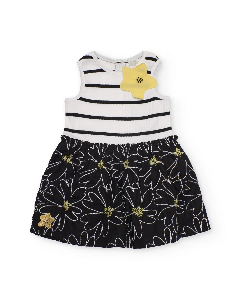 TucTuc Vestiti Vestito Bimba Nero Righe Fiore
