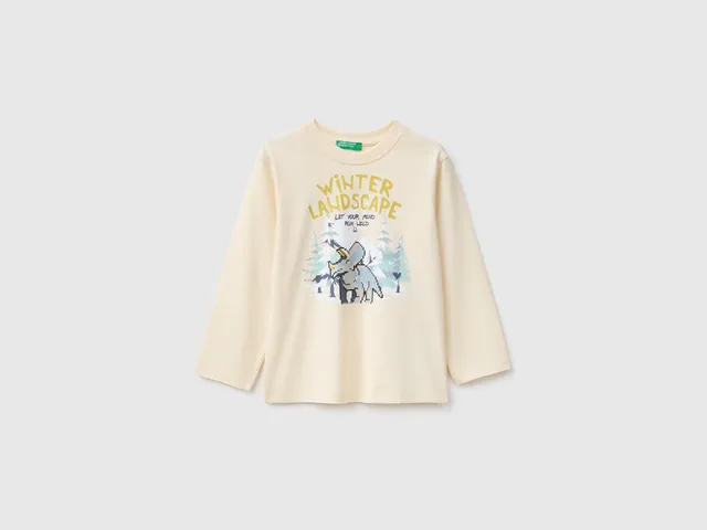 United Colors of Benetton T-shirt bimbo stampa cotone bio
