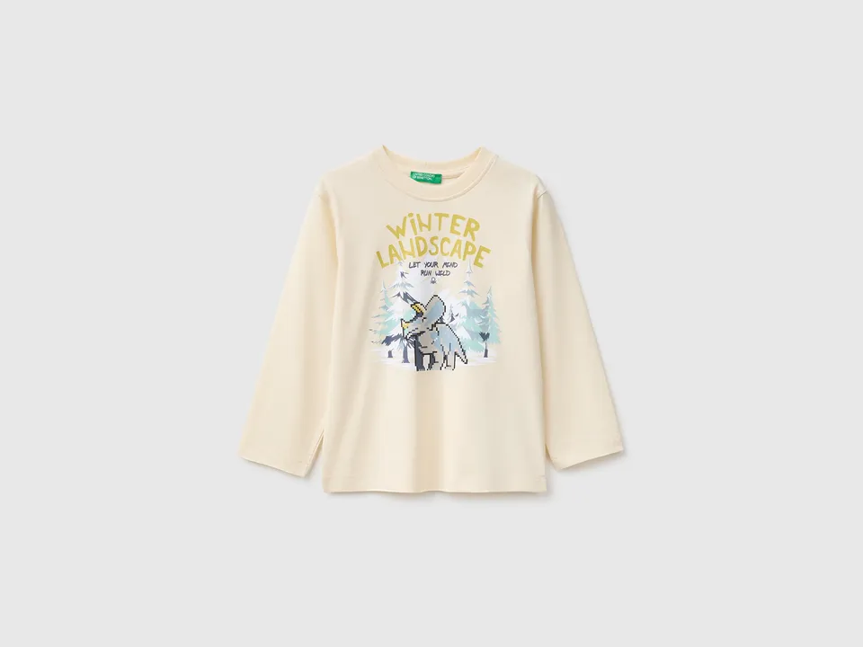 United Colors of Benetton T-shirt bimbo stampa cotone bio
