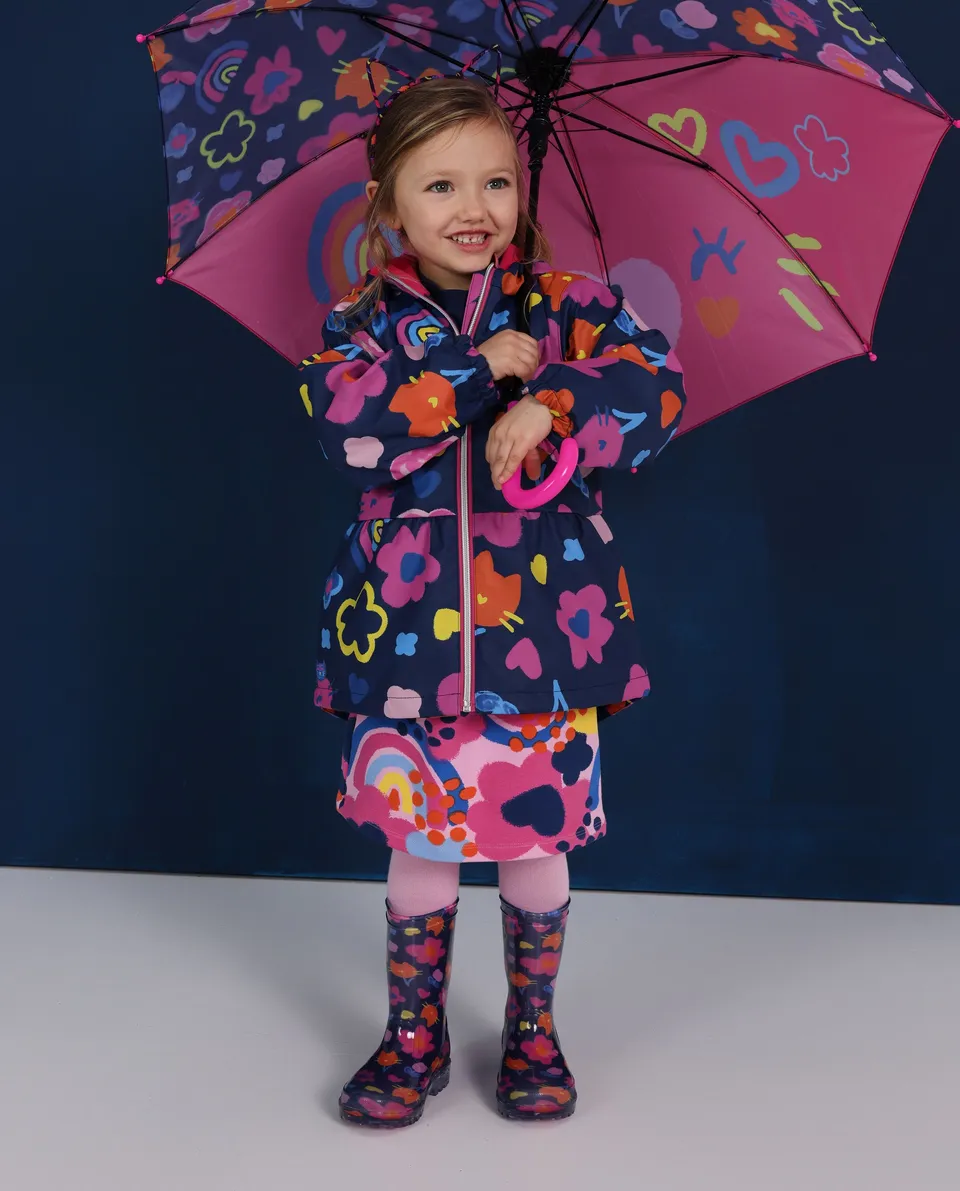 TucTuc Cappotti Floreale Impermeabile Bambina Blu Marino