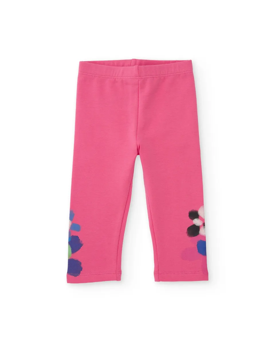 TucTuc Leggings Felpa Bimba Rosa Stampa Floreale