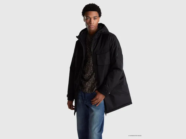 United Colors of Benetton parka imbottito cotone nylon cappuccio