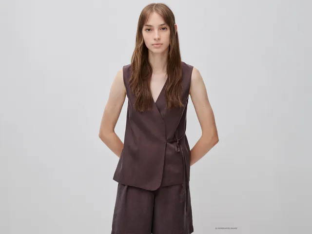 United Colors of Benetton Gilet Lyocell Scollo V Donna Leggero