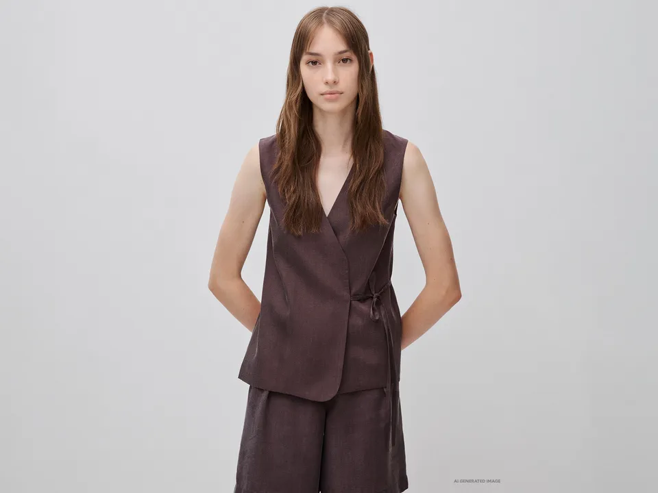 United Colors of Benetton Gilet Lyocell Scollo V Donna Leggero