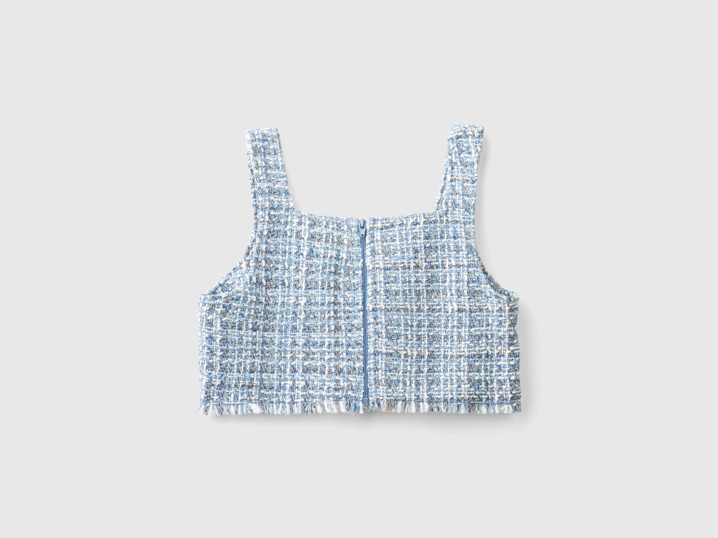 Benetton Cropped tweed top donna lana bouclé