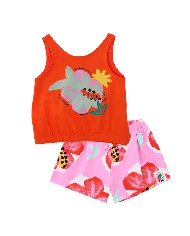 TucTuc Completi Completo Bimba Maglia Floreale Rosso 6M-10A