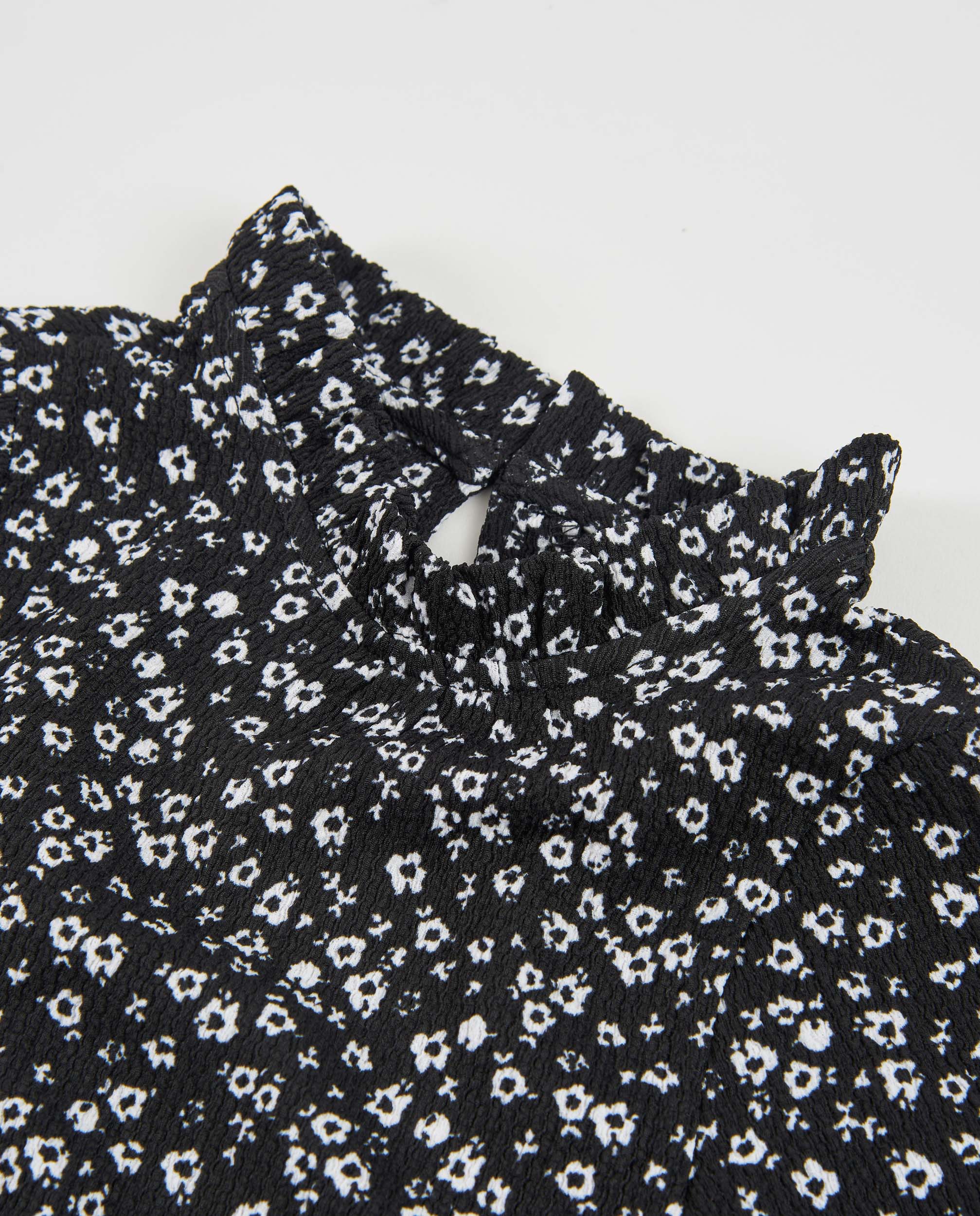 TucTuc Camicette blusa bambina nero floreale collo alto