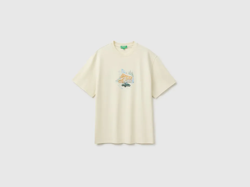 United Colors of Benetton T-Shirt Cotone Bio Stampata Relaxed S
