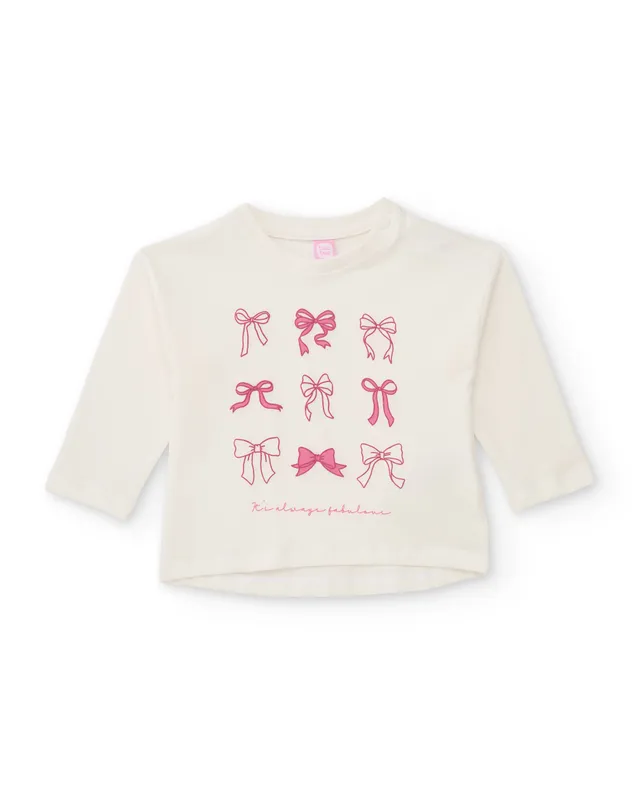 TucTuc Magliette maglia bambina bianca stampa fiocchi