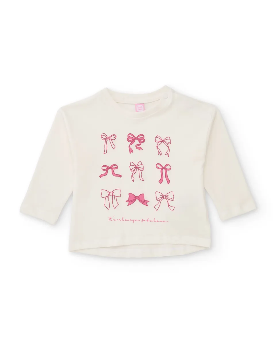 TucTuc Magliette maglia bambina bianca stampa fiocchi