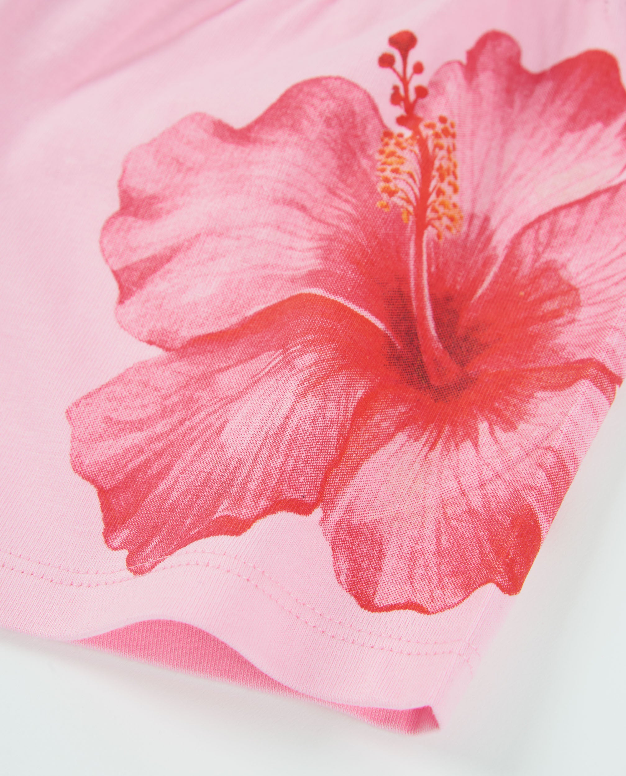 TucTuc Bermuda shorts bambina rosa maglia ibischi