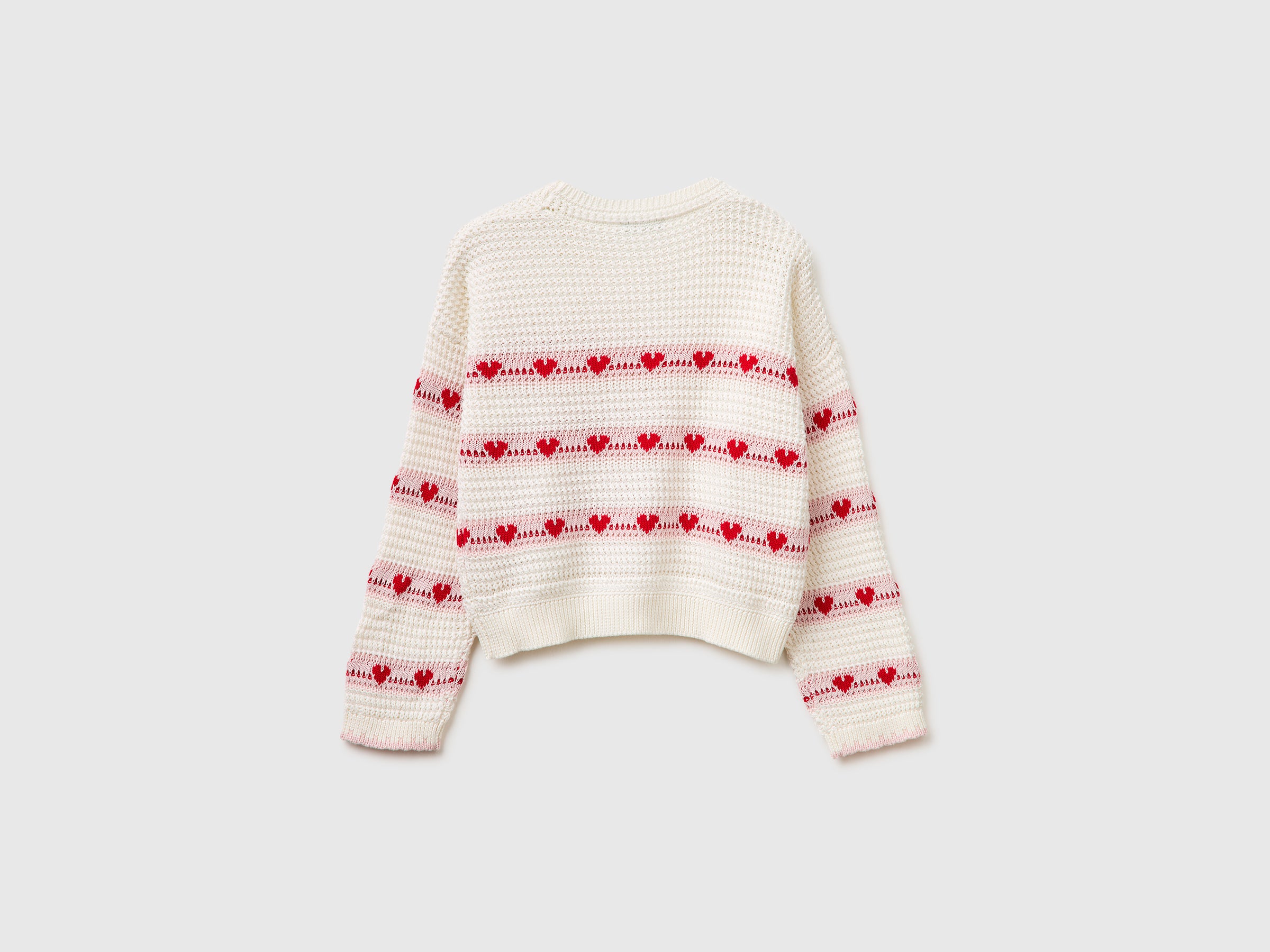 United Colors of Benetton maglione righe cuori cotone bio