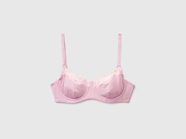 Benetton Reggiseno Seta Pizzo Coppa C Taglia 3C