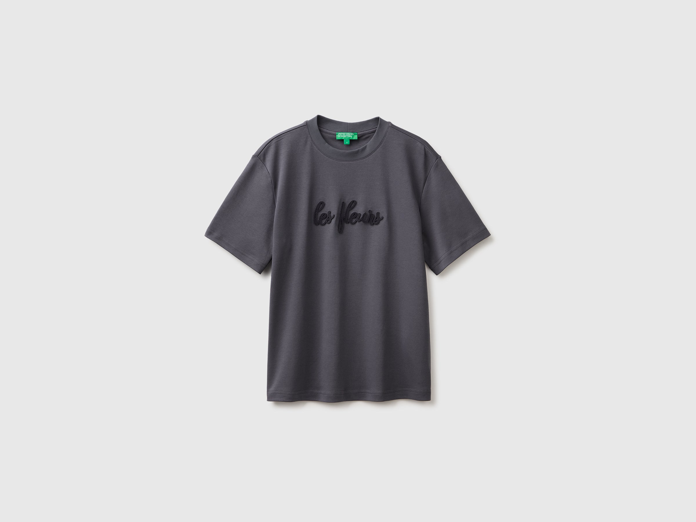 United Colors of Benetton T-shirt oversize maglietta cotone ricamo