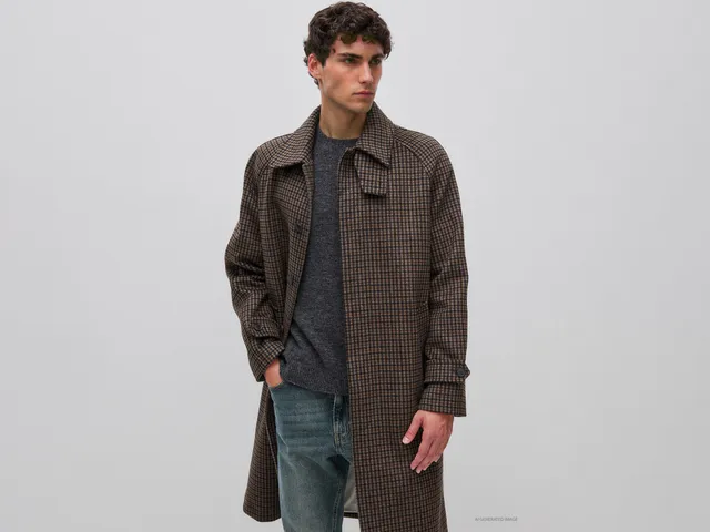 United Colors of Benetton cappotto lungo quadri misto lana 50
