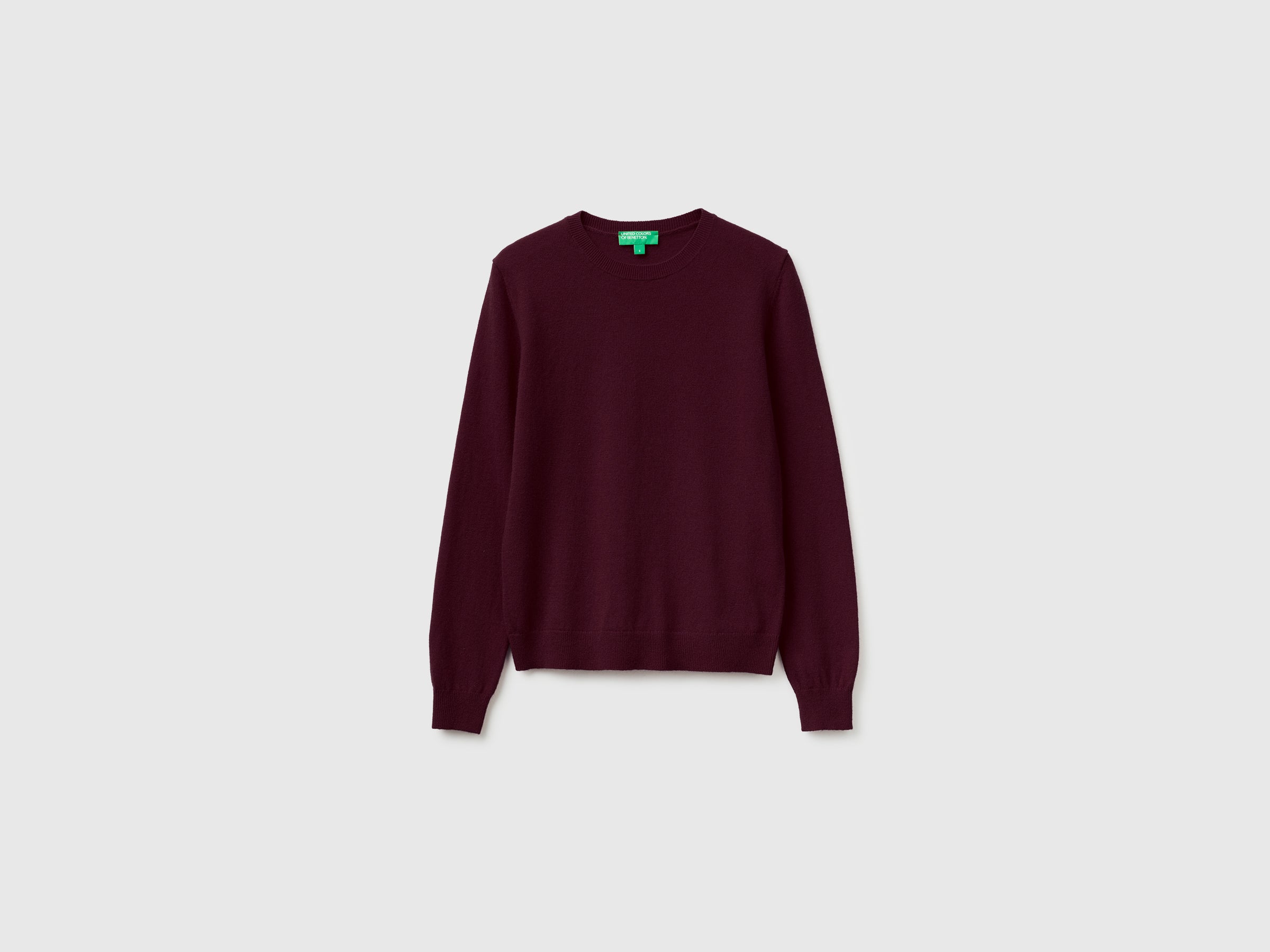 Benetton Maglione Girocollo Lana Merino Prugna