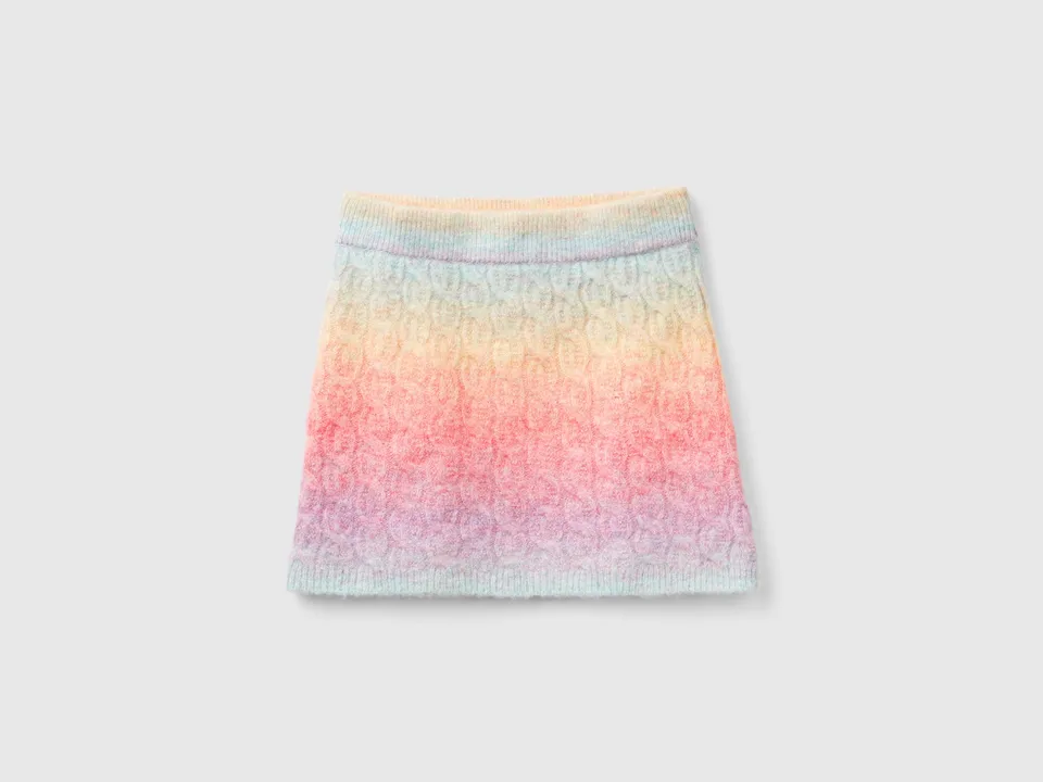 United Colors of Benetton Skirts Minigonna lana trecce multicolor