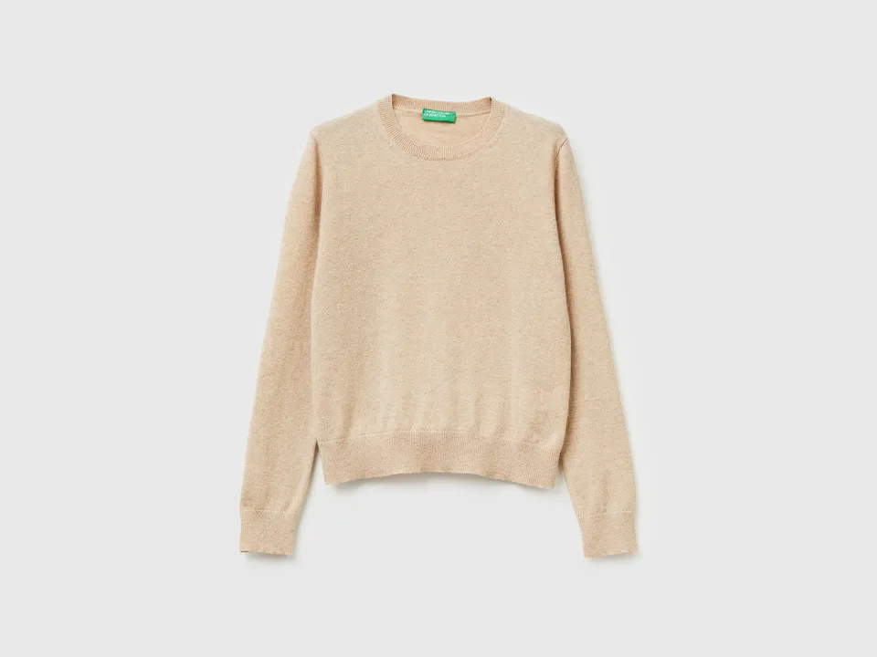 Benetton maglione cashmere beige girocollo taglia S