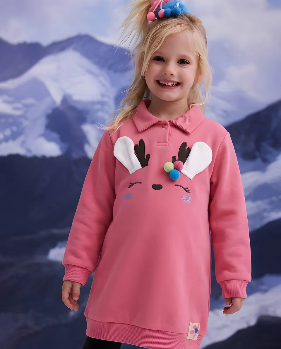TucTuc Vestiti Vestito Felpa Rosa Bambina Caldo