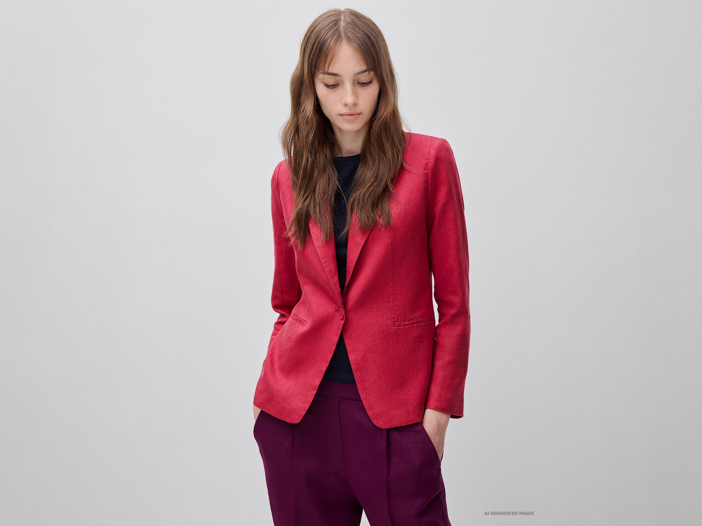 United Colors of Benetton giacca lino 44 monopetto puro lino