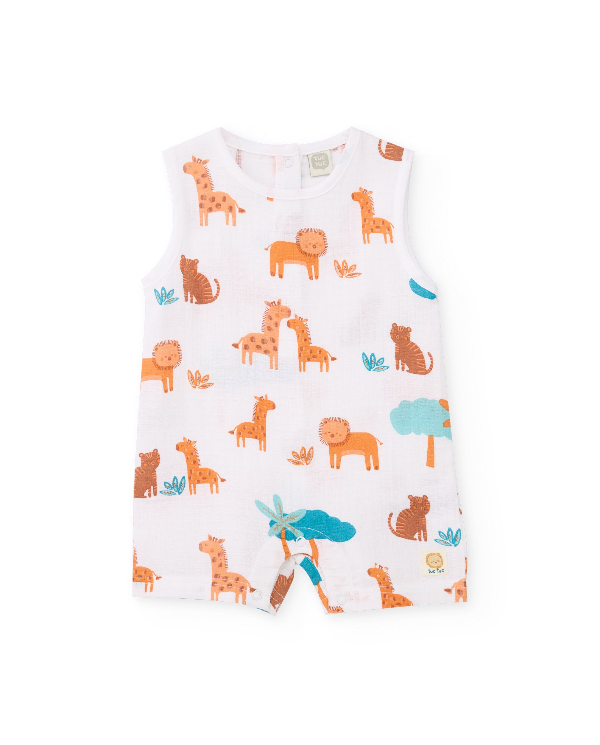 TucTuc Tutine salopette maglia neonato bianco stampa animali