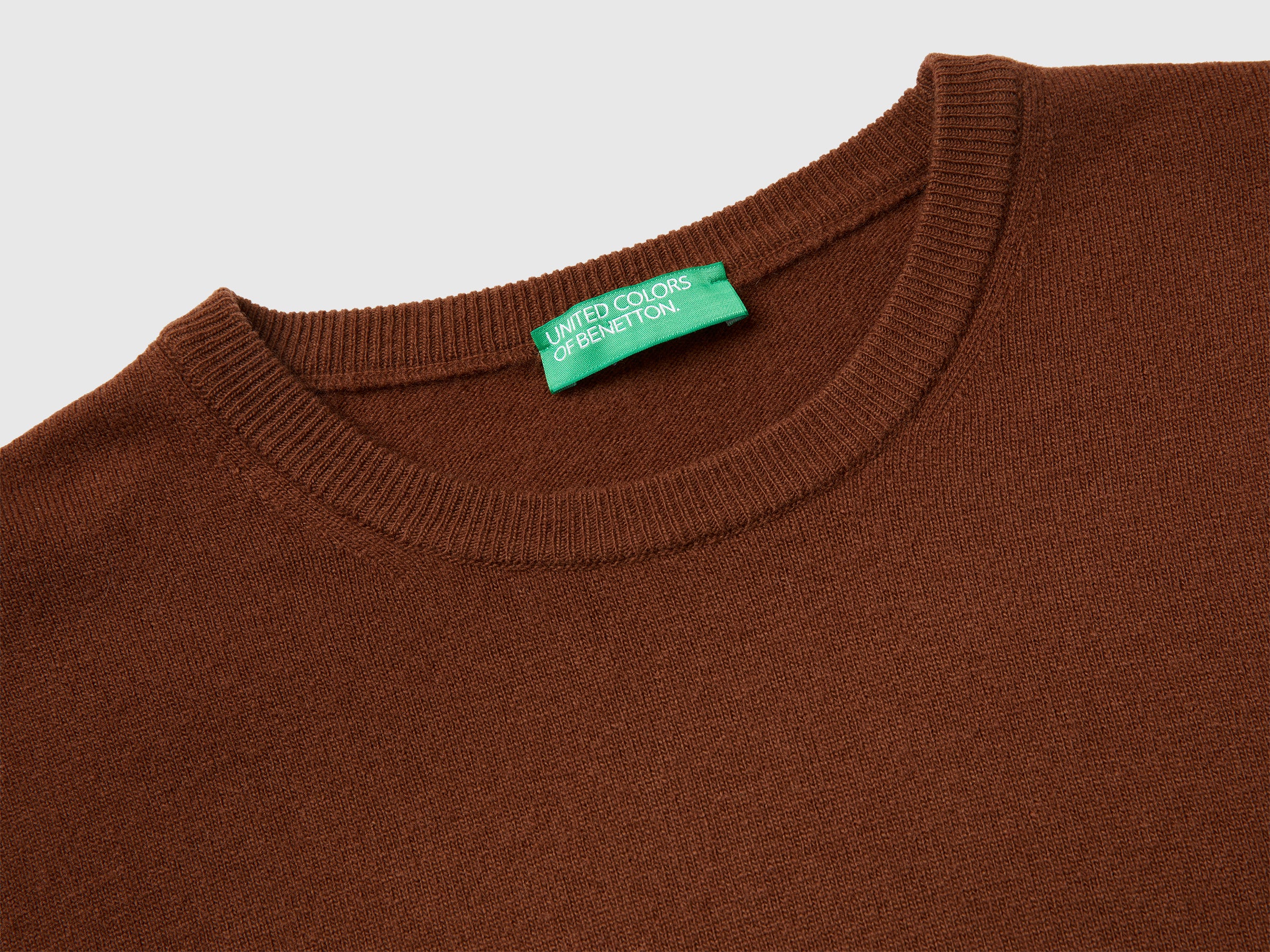United Colors of Benetton maglione girocollo marrone lana merino