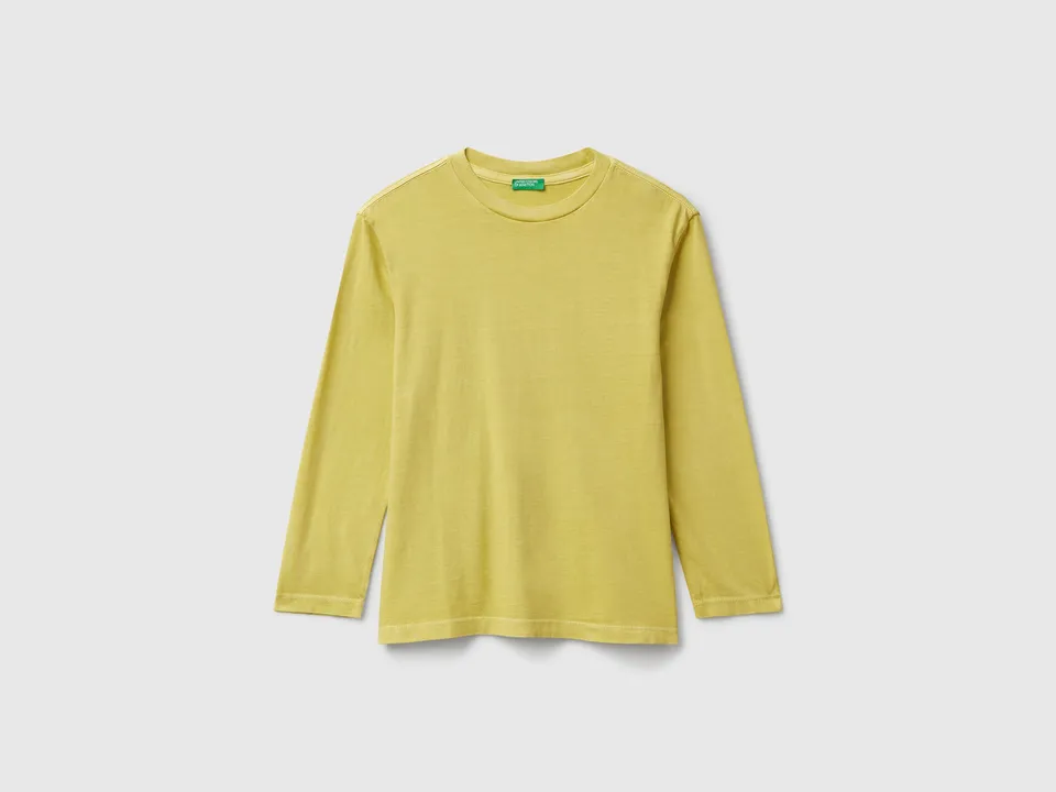 United Colors of Benetton T-Shirt Scritta Cotone Manica Lunga L