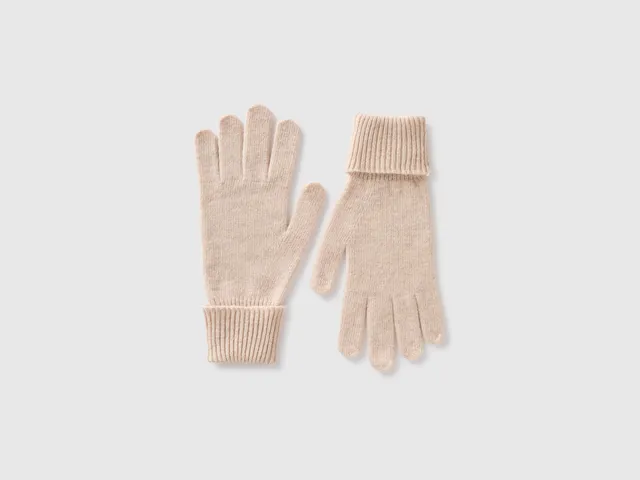 Benetton Guanti 100% lana tinta unita taglia unica