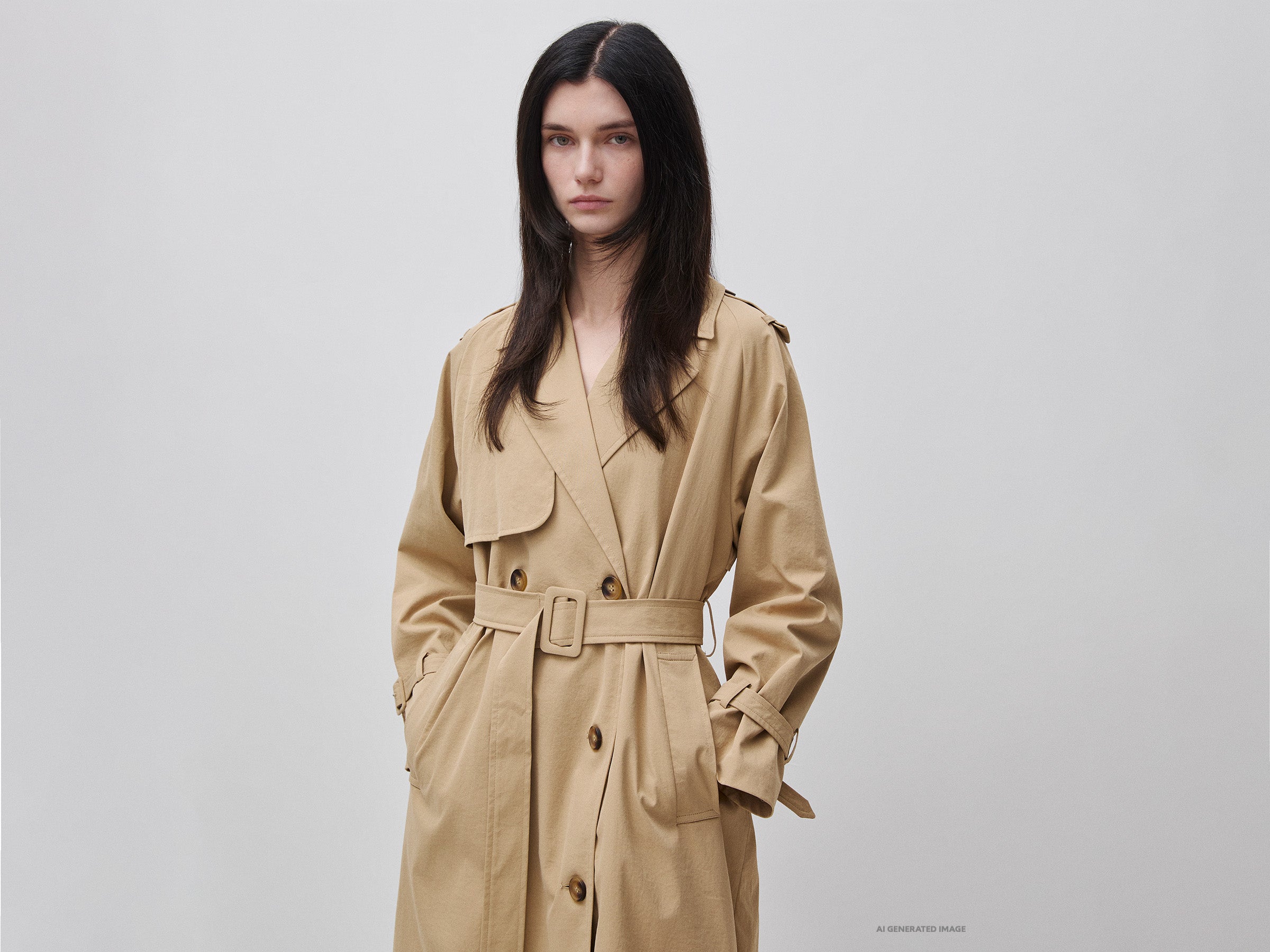 United Colors of Benetton Trench Doppiopetto con Cintura Taglia S Lungo