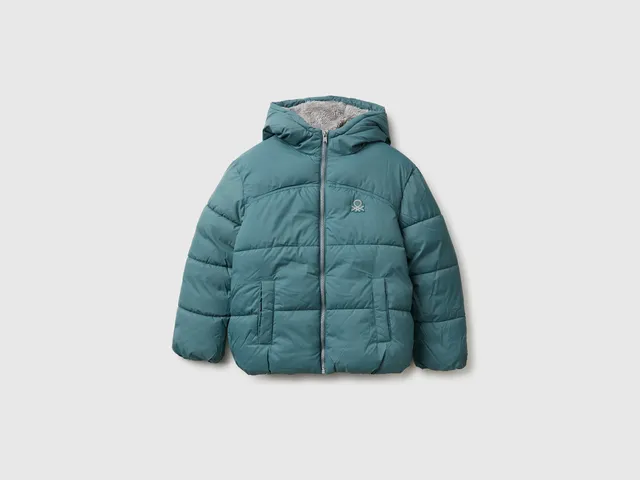 Benetton Padded Jacket Piumino nylon taglia L interno teddy