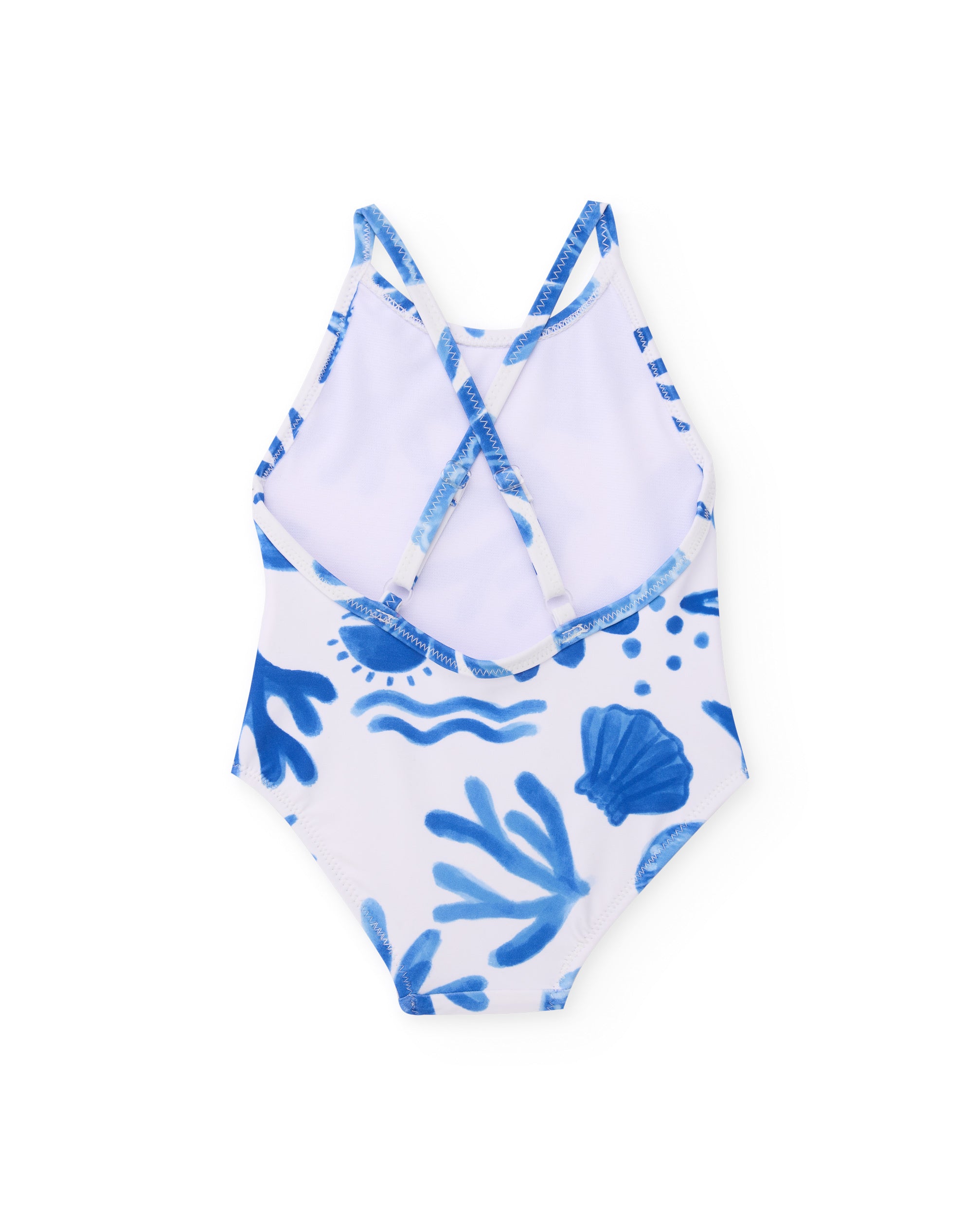 TucTuc Costumi Da Bagno costume bambina bianco stampa mare